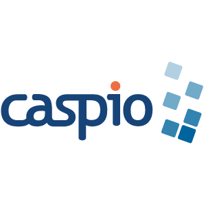 The Caspio logo in shades of blue with an orange dot above the letter "i"