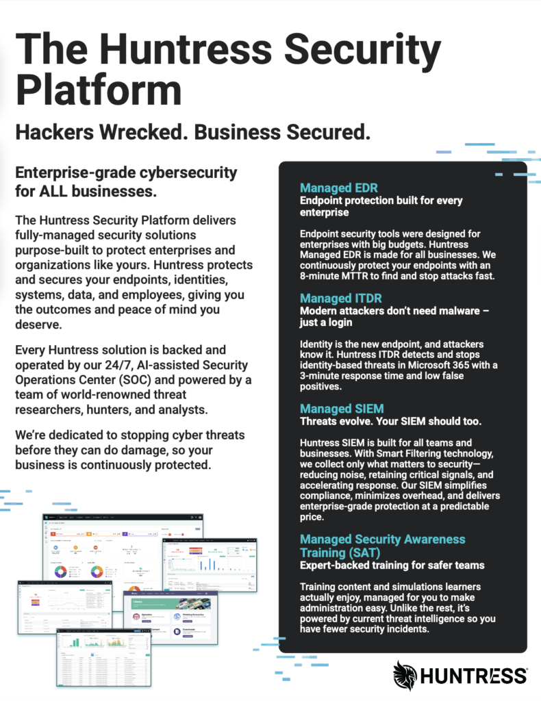 The Huntress Security Platform Datasheet PDF preview