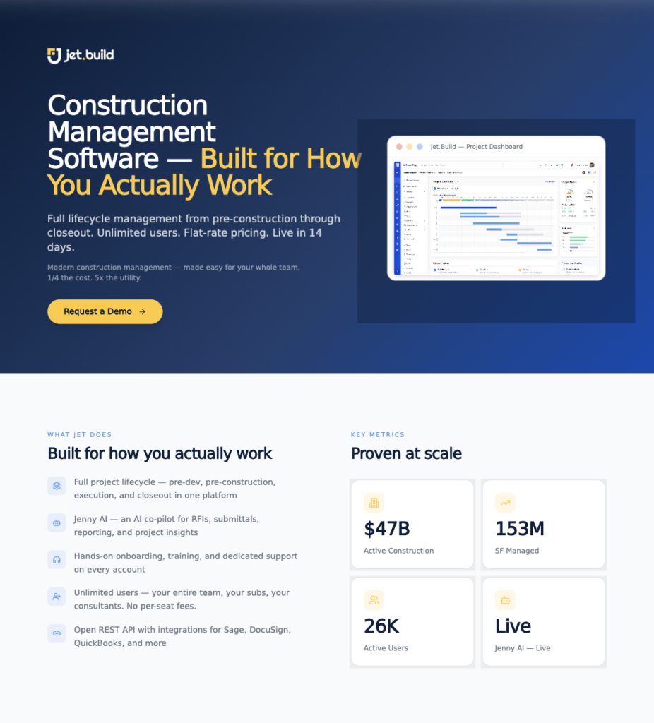 Jet.Build One Pager PDF preview