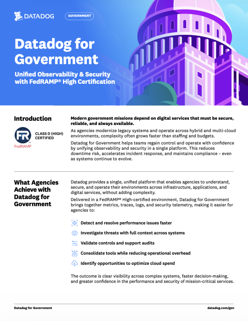 Datadog for Government Solution Brief PDF preview